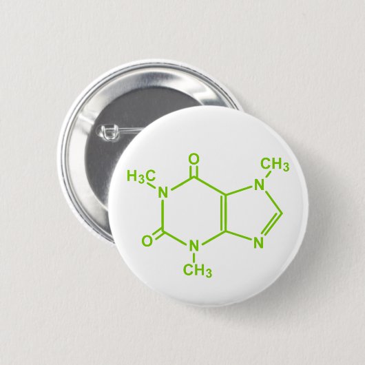Caffeine Molecule Ronde Button 5,7 Cm (Voorkant /achterkant)