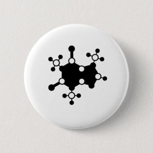 Caffeine Molecule Ronde Button 5,7 Cm (Voorkant)