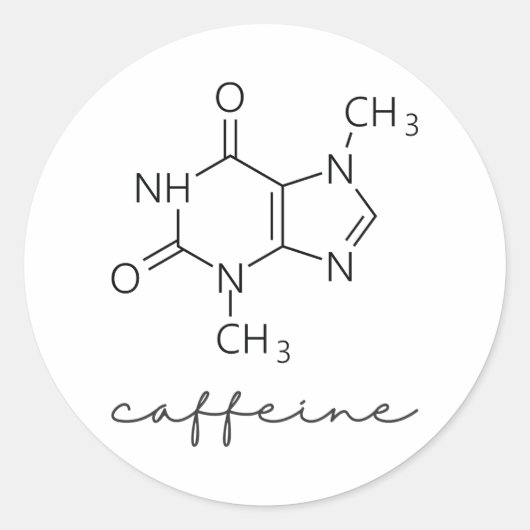 Caffeine Molecule Ronde Sticker (Voorkant)