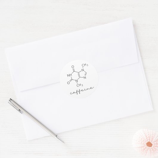 Caffeine Molecule Ronde Sticker (Envelop)