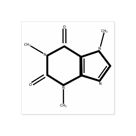 Caffeine Molecule Rubberstempel (Afrduk)