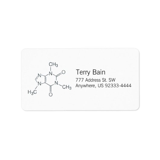 Caffeine Molecule voor koffie-overs Etiket (Voorkant)