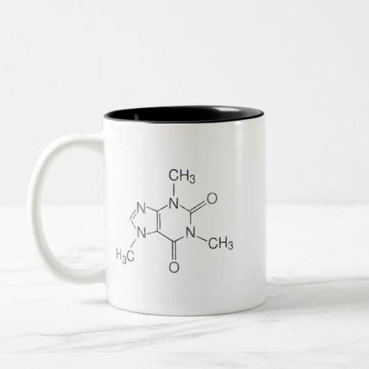 Caffeine Molecule voor koffie-overs Tweekleurige Koffiemok (Links)