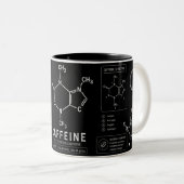 Caffeïne Molecuul Formule Witte Lijn Kunst Tweekleurige Koffiemok (Voorkant rechts)