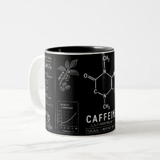 Caffeïne Molecuul Formule Witte Lijn Kunst Tweekleurige Koffiemok