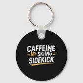 Caffeine My Skiing Sidekick Funny Ski Quotes Appar Sleutelhanger (Voorkant)