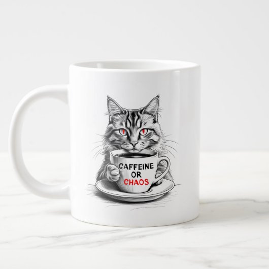 Caffeine Or Chaos Cat Coffee Lover  Grote Koffiekop (Links)