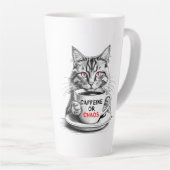 Caffeine Or Chaos Cat Coffee Lover Mug Latte Mok (Rechterhoek)