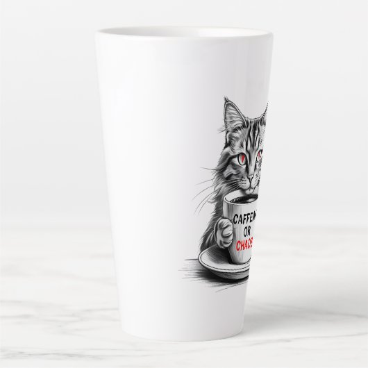 Caffeine Or Chaos Cat Coffee Lover Mug Latte Mok (Voorkant)