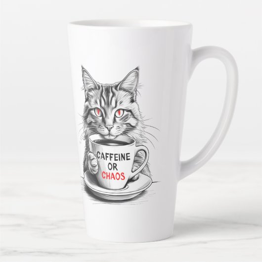 Caffeine Or Chaos Cat Coffee Lover Mug Latte Mok (Rechts)
