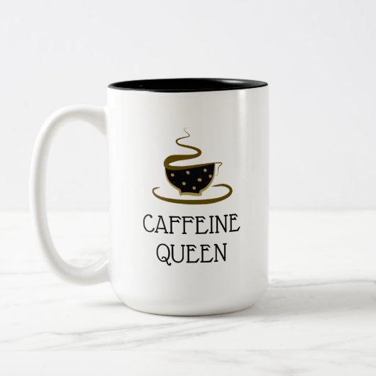 Caffeine Queen Coffee Lover Tweekleurige Koffiemok (Links)