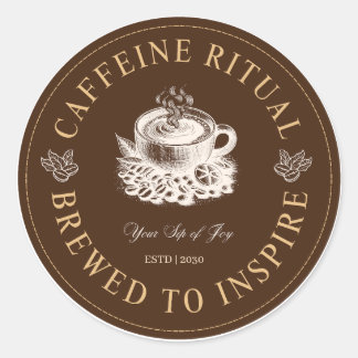 Caffeïne Ritueel Koffiekop Getrokken om te Inspire Ronde Sticker