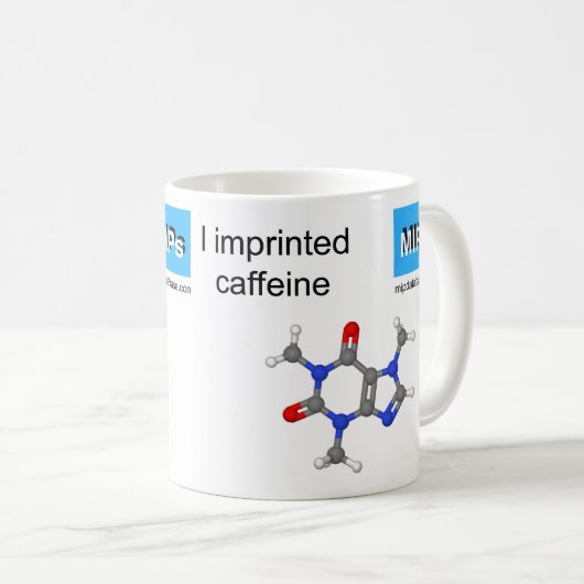 caffeine sjabloon mok ball and stick model (Voorkant rechts)