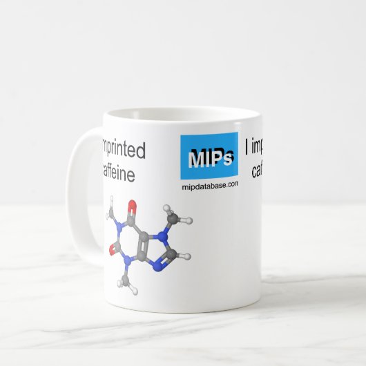 caffeine sjabloon mok ball and stick model (Voorkant links)