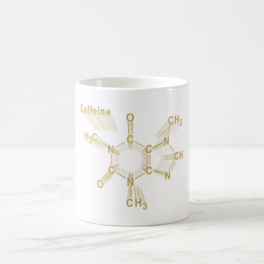 Caffeine Structural chemical formula gold Koffiemok (Center)