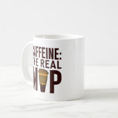 "CAFFEINE: THE REAL MVP" Coffee Mug Koffiemok (Voorkant links)