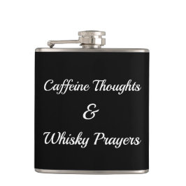 Caffeine Thoughts & Whisky Prayers Stress Relief Heupfles