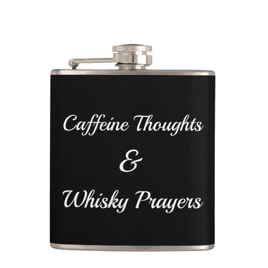 Caffeine Thoughts & Whisky Prayers Stress Relief Heupfles (Voorkant)