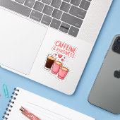 Caffeïne & Vriendelijkheid Sticker (Laptop met iPhone)