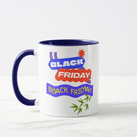 "Caffeïne & Winkelwagen – Black Friday Hustle" Mok (Links)