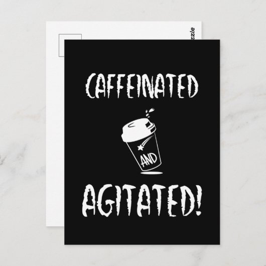 Caffeïnezuur en geagiteerd, Funny Coffee Design Briefkaart (Voorkant / Achterkant)