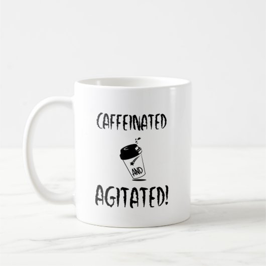 Caffeïnezuur en geagiteerd, Funny Coffee Design Koffiemok (Links)