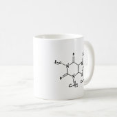Caffiene-molecuul (chemische structuur) koffiemok (Voorkant rechts)