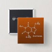 Caffiene-molecuul (chemische structuur) vierkante button 5,1 cm (Voorkant /achterkant)