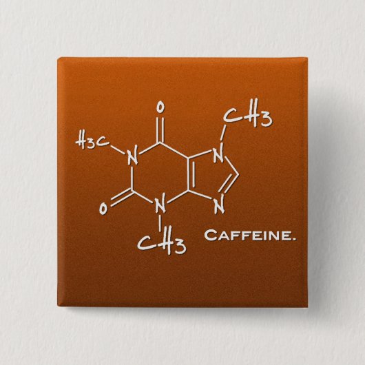 Caffiene-molecuul (chemische structuur) vierkante button 5,1 cm (Voorkant)
