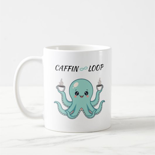Caffin Loop Kawaii Coffee Mug - Octopus Cute Koffiemok (Links)