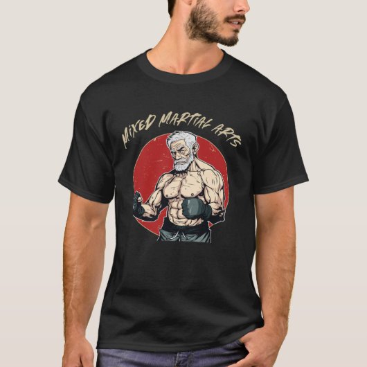 Cage Fighter Papa MMA Oud Man T-shirt (Voorkant)