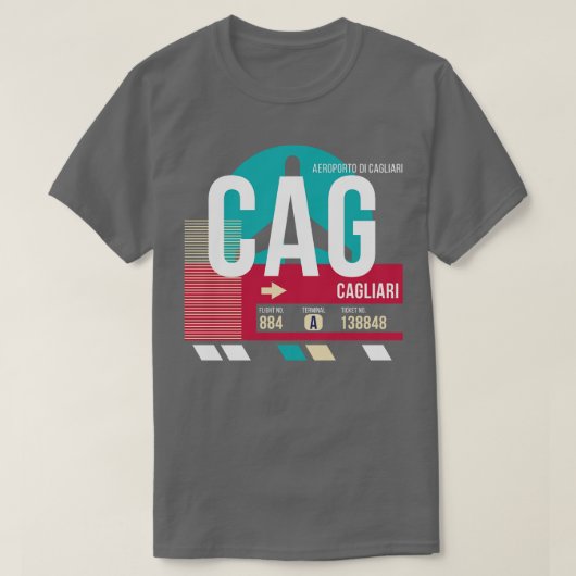 Cagliari Italië CAG luchthavencode Bagage Label T-shirt (Design voorkant)