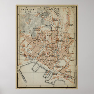 Cagliari Sardinia Map (1903) Poster