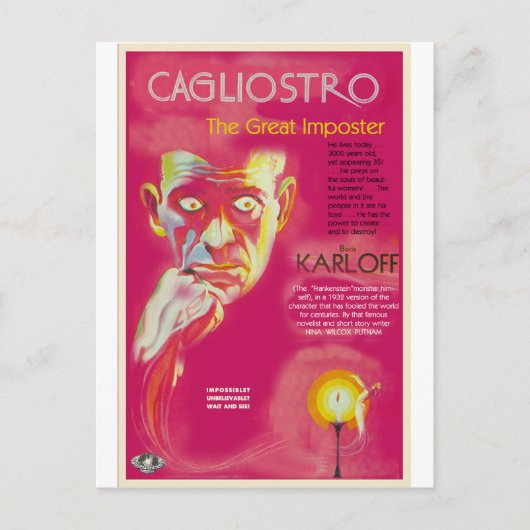 Cagliostro film poster (Boris Karloff) Briefkaart (Voorkant)