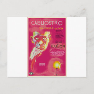 Cagliostro film poster (Boris Karloff) Briefkaart