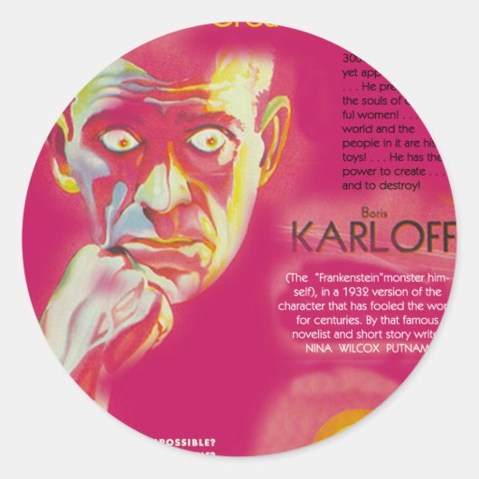 Cagliostro film poster (Boris Karloff) Ronde Sticker (Voorkant)