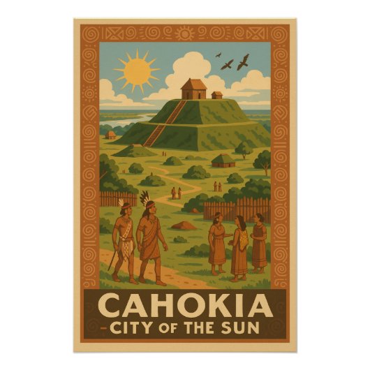 Cahokia - Oude stad van de Mounds Perfect Poster (Voorkant)