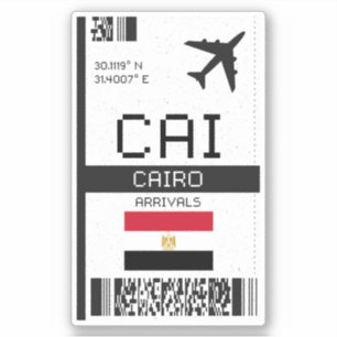 CAI Cairo Boarding Pass - Reizen naar Egypte Sticker