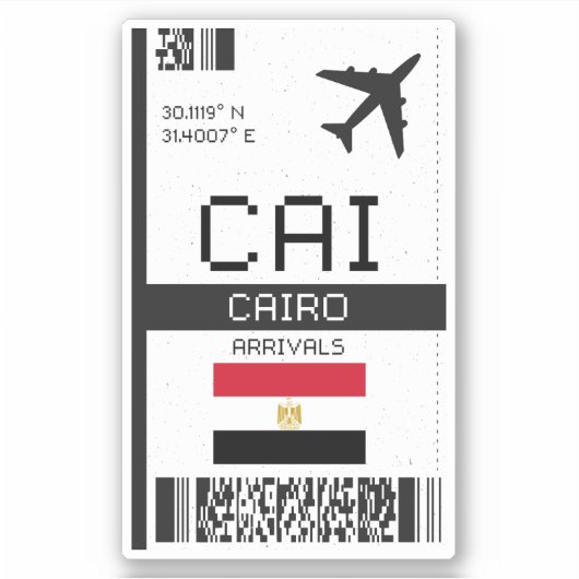 CAI Cairo Boarding Pass - Reizen naar Egypte Sticker (Voorkant)