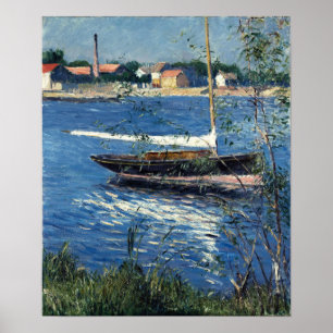 Caillebotte - Boot aan de ligplaats op de Seine Poster