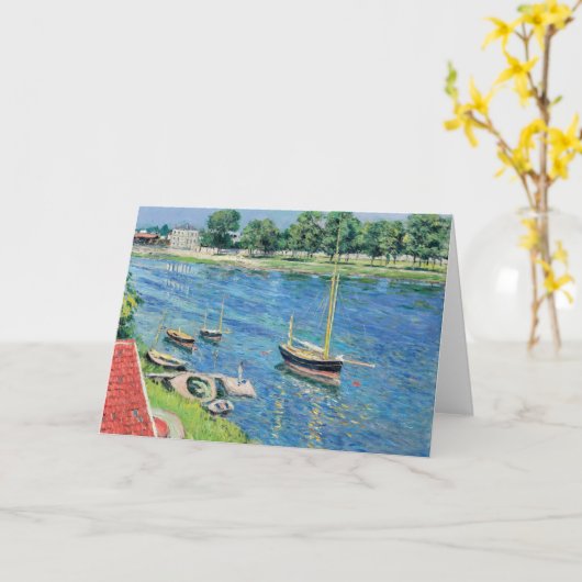 Caillebotte - De Seine bij Argenteuil, Aangemeerde Kaart (Gele Bloem)