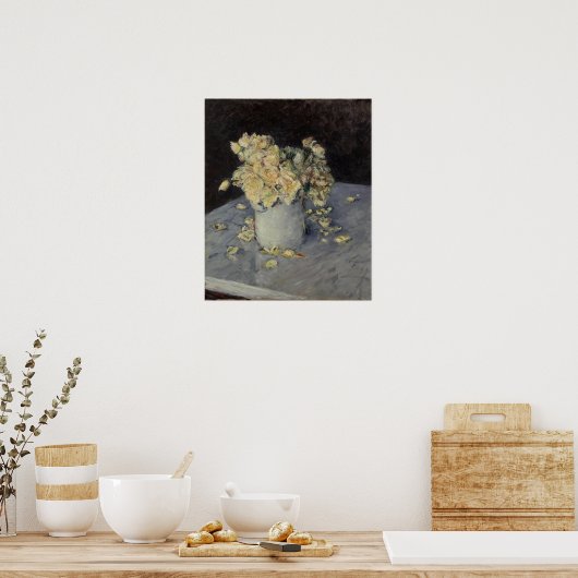 Caillebotte - gele rozen in een vaas 1882 poster (Keuken)