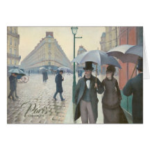Caillebotte Paris street in rainy Weekkaart