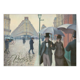 Caillebotte Paris street in rainy Weekkaart
