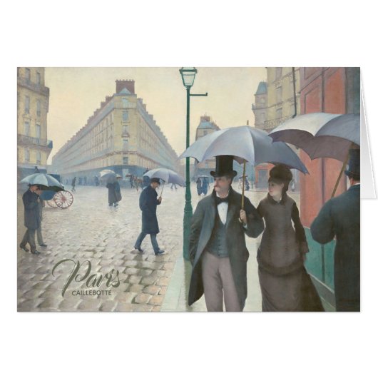 Caillebotte Paris street in rainy Weekkaart (Voorkant Horizontaal)