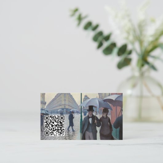 Caillebotte - Paris Street; Rainy Day - QR Code Visitekaartje (Staand voorkant)