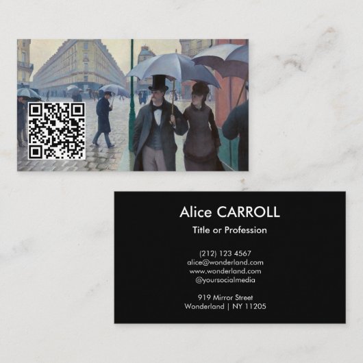 Caillebotte - Paris Street; Rainy Day - QR Code Visitekaartje (Voorkant / Achterkant)