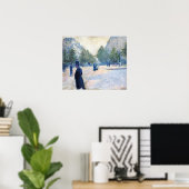 Caillebotte - Place Saint-Augustin Mistig Weer Poster (Thuiskantoor)