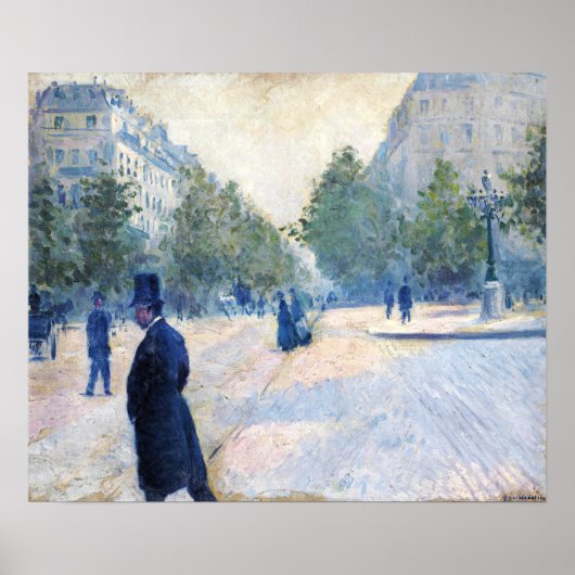 Caillebotte - Place Saint-Augustin Mistig Weer Poster (Voorkant)