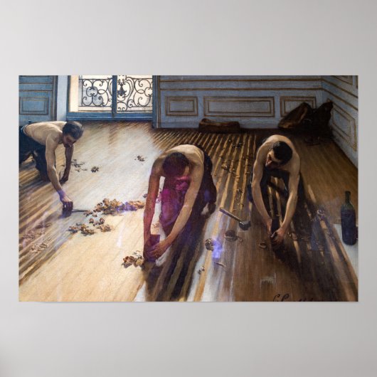 Caillebotte - Raboteurs De Parquet 1875 Poster (Voorkant)